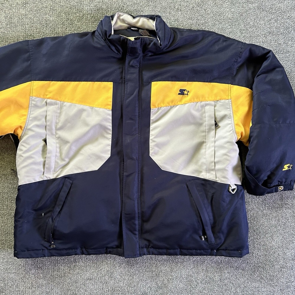 Starter Jacket Men XXXL Navy Yellow Down Puffer VTG‎ Ski Puffer Coat Wolverine